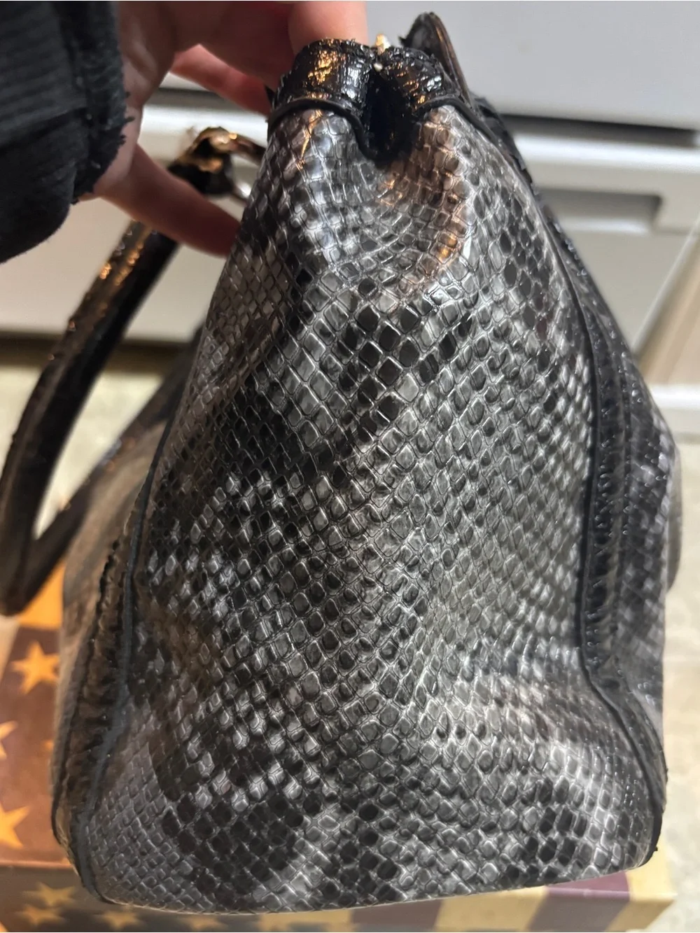 GUESS Lizy Snakeskin Handbag Faux Leather